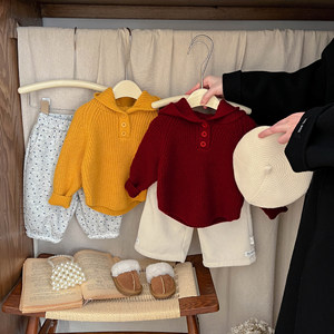 <span class=keywords><strong>Pull</strong></span> à capuche pour enfants, garçons et filles, automne-hiver, épais, chaud, couleur unie, tricoté - Product Image 4