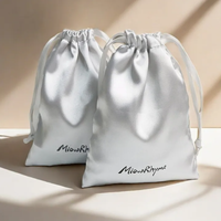Sacs en satin de luxe personnalisés avec logo, pour emballage de mèches de cheveux, pochettes en satin de soie à cordon