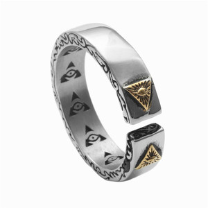 Stainless Steel Freemason Eye <b>Ring</b> Geometric Design Unisex Jewelry Gift - Product Image 5
