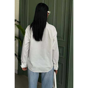 Camisa Bordada Sobe para Mujer, Popelina, Estilo Minimalista, Cierre de Botones, Uso Diario, Blanca y Negra - Product Image 6