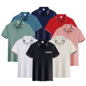Polo homme en coton et polyester uni, coupe classique, bordure contrastante, respirant, infroissable, confortable - Product Image 4
