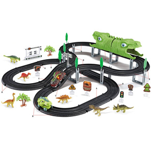 Nouveau produit enfants bricolage assemblage <span class=keywords><strong>Train</strong></span> piste jouet ensemble 59 pièces dinosaure assemblage <span class=keywords><strong>Rail</strong></span> voiture électrique <span class=keywords><strong>Train</strong></span> piste jouets - Product Image 1
