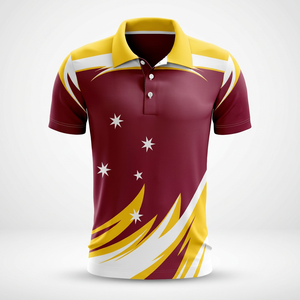 เสื้อโปโลแขนสั้นผู้ชาย สีแดงเลือดหมู เหลือง ขาว ลายดาว พิมพ์ลายแบบซับลิเมชั่น แห้งเร็ว ทรงปกติ สวมใส่สบายๆ - Product Image 2