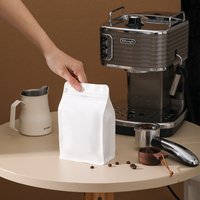 Sac refermable en papier kraft recyclable certifié BRC, blanc mat, avec fond carré en plastique PE et valve pour nouilles