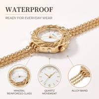 Montre de Luxe Vintage pour Femme, Bracelet Plaqué Or, Bijoux Personnalisés en Alliage, Mouvement à Quartz, Épaisseur de Boîtier 10mm