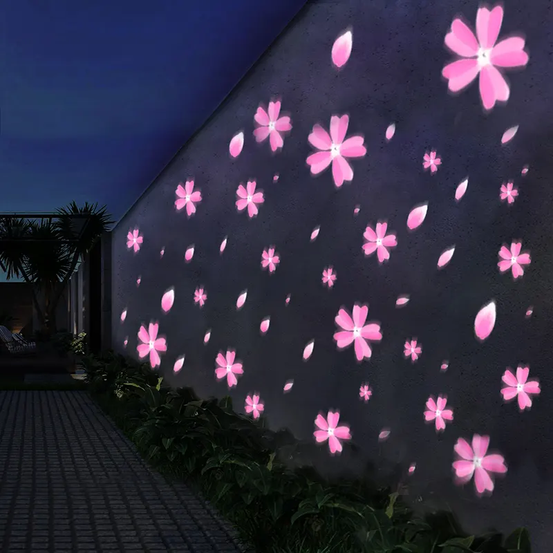 Luz de projeção criativa para decoração de paredes e pisos, decoração de flores em queda, ambiente dinâmico e anti-água de 55W para interior