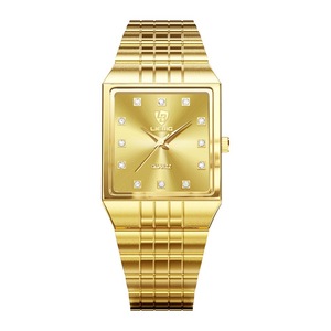 Montre de couple personnalisée en or riche et luxueux avec diamants, bracelet en acier, mouvement à quartz, pour homme et femme, haut de gamme, élite - Product Image 1