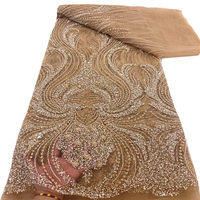 NI.AI Fleur Perlée Paillettes Conception Dentelle Tissu Africain Embroid Tissu Perlé Dentelle Tissu