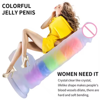Dildo de simulación de pene transparente de cristal de varios tamaños, suave, de carne sintética, para masturbación femenina, venta al por mayor