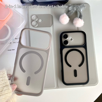 Funda Magnética Mate de Lujo con Tacto de Piel para iPhone 17 16 15 Pro Max, Película Protectora Desmontable para Lente de Cámara, Cubierta Trasera Protectora Antigolpes