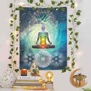 Tapisserie murale promotionnelle en polyester imprimée numériquement HD, motif sept chakras, pour yoga, méditation et décoration zen, très vendue - Product Image 3