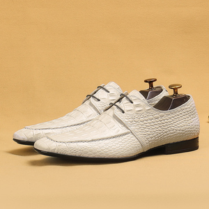 Nouveauté Chaussures en cuir à bout rond de style européen à motif crocodile pour hommes Chaussures derby en cuir véritable - Product Image 3