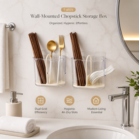 Support de rangement intuitif pour vaisselle de cuisine, boîte à baguettes murale en plastique, conteneur de drainage portable pour la maison
