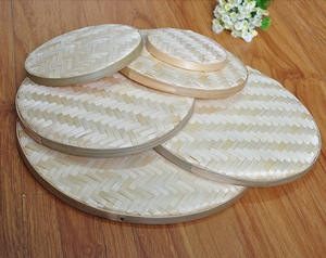 <span class=keywords><strong>Corbeille</strong></span> à poussière en bambou faite à la main, ornement mural, <span class=keywords><strong>peinture</strong></span> DIY, panier rond en osier pour servir des fruits, plateau plat peu profond, panier en bambou tissé - Product Image 6