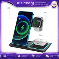 Chargeur sans fil 3-en-1 pour téléphone, montre et écouteurs avec charge rapide et fixation magnétique 15W