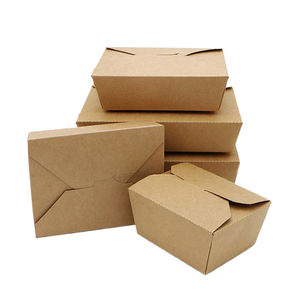 Wadah makanan kertas mudah terurai kustom kemasan salad mengambil kotak makan siang - Product Image 4