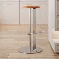 Tabouret de bar en bois de style nordique minimaliste, tabouret haut design en fer forgé pour la maison/le bar/l'îlot, style premium