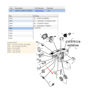 5026007AA Steering Wheel Left Speed Control <strong>Switch</strong> <strong>for</strong> 02-10 <strong>Chrysler</strong> Caravan/voyager Voyager Caravan Town Country 05026007AA - Product Image 6