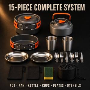 <span class=keywords><strong>Set</strong></span> di Pentole da Campeggio Portatile per 2-<span class=keywords><strong>3</strong></span> Persone, con Borsa per il Trasporto e Stoviglie Pieghevoli - Product Image 6