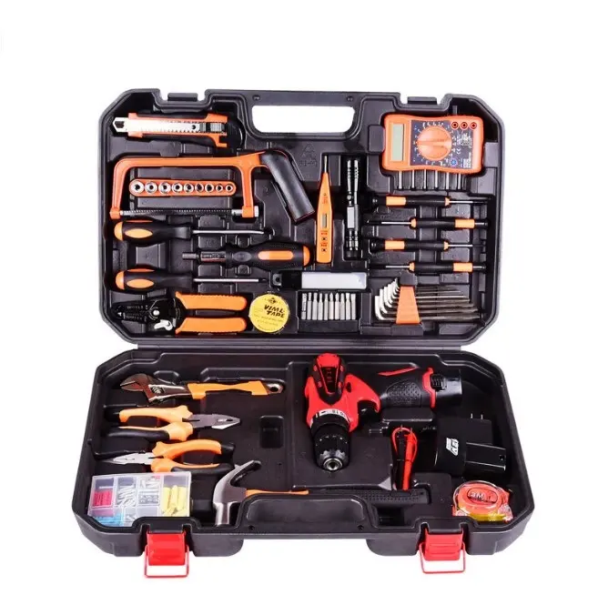 Promotional 128PCS multifunctional household combination tool Lithium Drill set Hardware power tool set