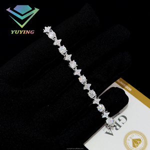 กำไลข้อมือเพชรโมอิสซาไนต์ VVS ดีไซน์แฟชั่น ชุบทอง เงินแท้ 925 ผ่านการทดสอบเพชร พร้อมใบรับรอง GRA แบบ Claw setting - Product Image 1