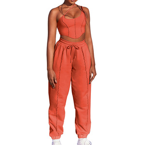 Offre Spéciale – <span class=keywords><strong>Ensemble</strong></span> Sportif 2 Pièces Sexy et Abordable pour <span class=keywords><strong>Femme</strong></span>, Pantalon de Jogging et Haut Court Asymétrique, Tenue de <span class=keywords><strong>Sport</strong></span> Slim Fit Designer pour Dames - Product Image 2