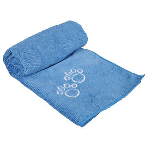Toalla de secado para mascotas 50 x 60 cm azul con estampado de huellas bordadas para perros y gatos - Product Image 2