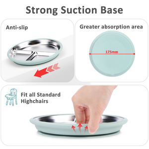 Ensemble de sevrage pour bébés et tout-petits, comprenant un bol et une assiette en silicone à ventouse, une tasse à bec, un bol et des assiettes en acier inoxydable, idéal comme cadeau pour nouveau-né, ensemble d'alimentation pour bébé - Product Image 3