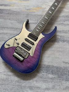 Guitarra Eléctrica Ibz para Zurdos de 7 Cuerdas con Doble Bloqueo de Trémolo, Acabado Degradado Morado, Pastillas HH S HH para Tonos Bajos Profundos - Product Image 4