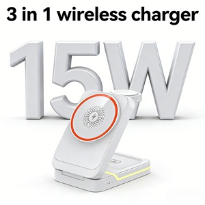 Diseño Plegable, <span class=keywords><strong>Precio</strong></span> <span class=keywords><strong>de</strong></span> Fábrica al por Mayor, Estación <span class=keywords><strong>de</strong></span> Carga Inalámbrica Magnética 3 en 1 <span class=keywords><strong>de</strong></span> 15W, Mesita <span class=keywords><strong>de</strong></span> Noche - Product Image 6