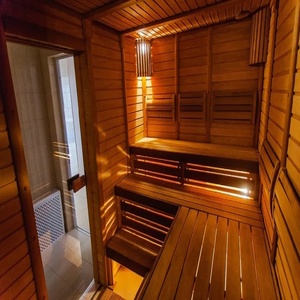 مصنع توريد ساونا خارجية 2-4 أشخاص عائلة تقليدية ساونا بخار شوكران/منتجع أرز أحمر - Product Image 6