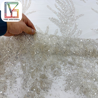 Tissu en dentelle française de haute qualité avec sequins, tissu en dentelle perlée de luxe, tissu en dentelle africaine pour robes de mariée blanches