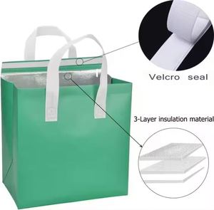Sac isotherme pliable et imperméable Grenbos DZ-WFB001 personnalisé, grande capacité, pour livraison de repas, en non-tissé avec fermeture éclair - Product Image 4