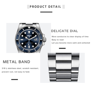 Rolexables 20ATM impermeable profesional de acero inoxidable automático correa los hombres buzo Duartz <span class=keywords><strong>reloj</strong></span> de buceo - Product Image 5
