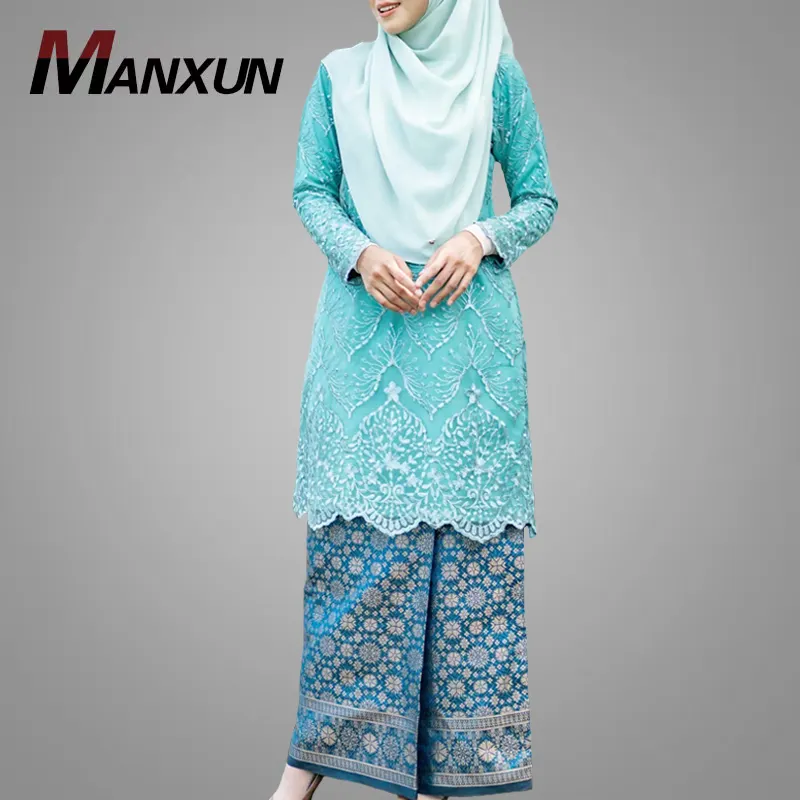 Elegante signora malesia abbigliamento moda modesto Baju Kurung abbigliamento islamico Jenama 2022 Plus Size Set due pezzi Baju Suit Kebaya