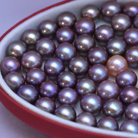Vente en gros de perles d'eau douce Zhuji de 9 à 10mm perles rondes en perles naturelles perles simples roses et violettes