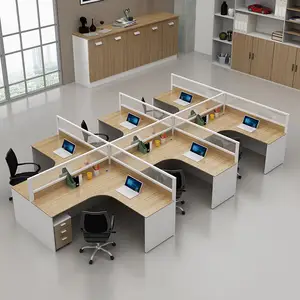 Untuk 4 sampai 6 orang penghalang stasiun kerja kombinasi Modular klasik furnitur kantor meja kantor kursi dan meja kantor