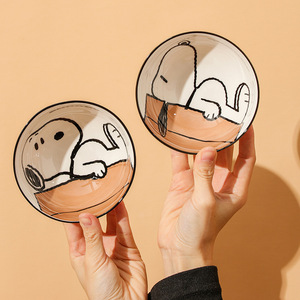 Tazón Japonés con Relieve de Dibujos Animados <span class=keywords><strong>para</strong></span> el Desayuno de <span class=keywords><strong>Parejas</strong></span>; Vajilla de Porcelana con Tazón de Arroz de Color Bajo Esmalte. - Product Image 3