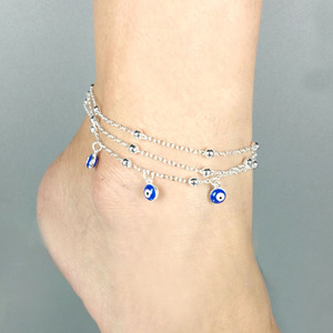 Tobillera de cadena de pierna con colgante de Ojo Azul bohemio para mujer, pulsera de tobillo de cuentas multicapa para fiestas de <span class=keywords><strong>playa</strong></span> de verano - Product Image 5