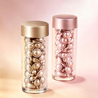 Bouteille en acrylique transparente cylindrique avec couvercle en métal de luxe, conteneur de stockage de capsules de perles cosmétiques, emballage de capsules de sérum