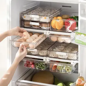 Kitchen Refrigerator Organizer Drawer Type Four-Compartment Vegetable and Fruit Storage Box