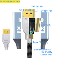 Câble DP DVI 1.4 8k à 60 Hz, gaine en aluminium PVC, tressé en nylon, pour adaptateur mâle-femelle, pour moniteur de jeu et projecteur