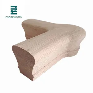 6010 Level Quarter Turn 90 Degree White Oak Solid Wood Stair Parts Handrail Fitting with Cap