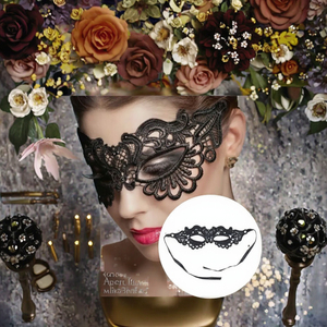 Masque de soirée vénitien en dentelle pour femme, sexy, pour Halloween, carnaval, bal, noir, flexible, costume de fête - Product Image 2