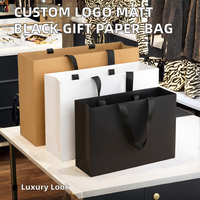 Sac en papier kraft recyclable de luxe premium avec poignée en ruban pour vêtements, emballage de café, bougies et artisanat - Surface imprimée offset