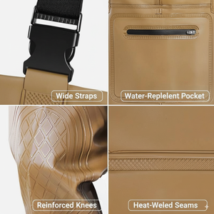 Pantaloni da pesca impermeabili per il petto Waders con stivali | Longuette in PVC resistente per uomo, caccia, agricoltura e uso di serbatoi - Product Image 5