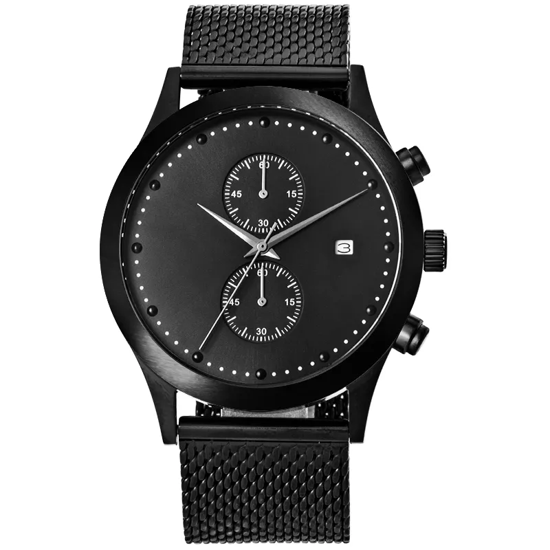 Kleine MOQ zakenlui klassieke roestvrij staal pols band horloge mesh band quartz 304 roestvrij case waterbestendig 5ATM horloge