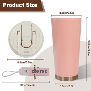 Custom logo 600 ML 20OZ Double Wall Vacuum Leakproof Insulated Tumbler Cup with Handle <b>Rope</b> Lids Straw and Sip for Car Office - Product Image 2