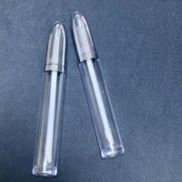 5.9ml couvercle de balle en argent, tube de brillant à lèvres, conteneur d'emballage de rouge à lèvres long tube d'emballage de brillant à lèvres avec brosse transparent personnalisé