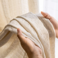 Voilage en lin et polyester texturé beige, style naturel, personnalisé, pour salon et chambre à coucher – Direct Usine